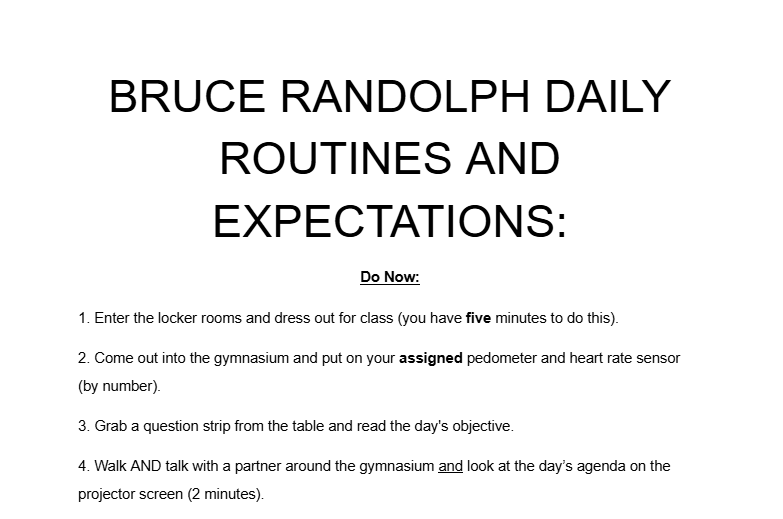 Daily Routines and Procedures