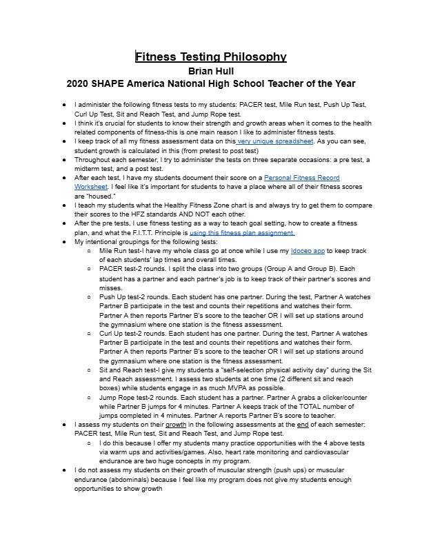 Fitness Testing Philosophy