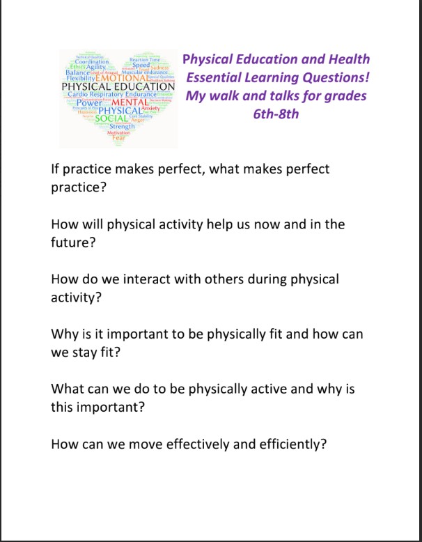 Walk and Talks Questions in Physical Education